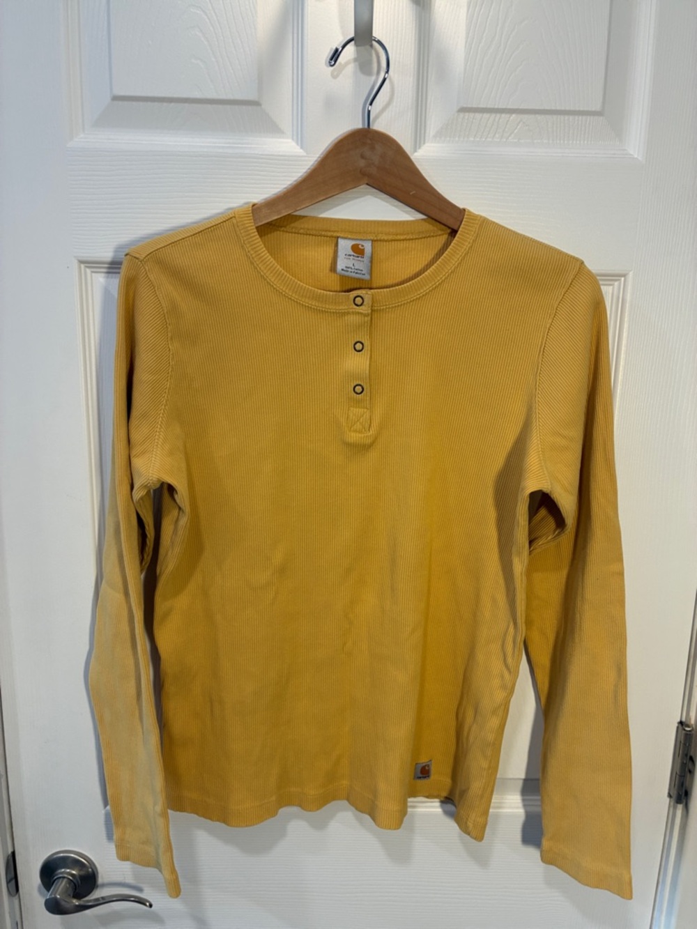 Carhartt Women's Yellow Ribbed Henley Top